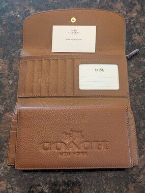 Coach Pebbled/Crossgrain Leather Envelope Flap Wallet